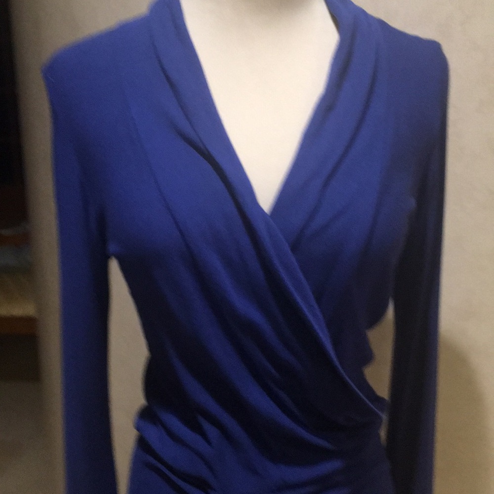 T-bags Royal Blue Surplice Top w/ Back Keyhole S